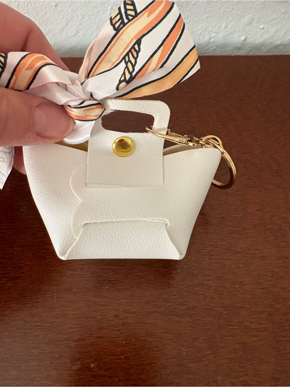 White Mini Purse Charm/Keychain with Scarf